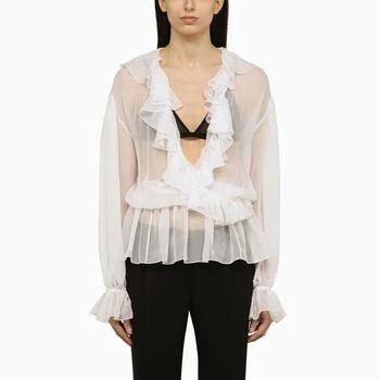 Dolce & Gabbana | White silk chiffon blouse with ruffles,商家The Double F,价格¥11150