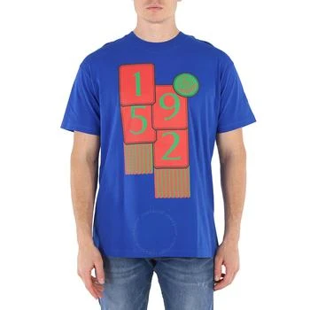 推荐Men's Bright Blue Genius 1952 Card Logo Print T-Shirt商品