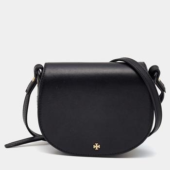 Tory Burch经典款, [二手商品] Tory Burch | Tory Burch Black Leather Emerson Mini Saddle Crossbody Bag商品图片 7折