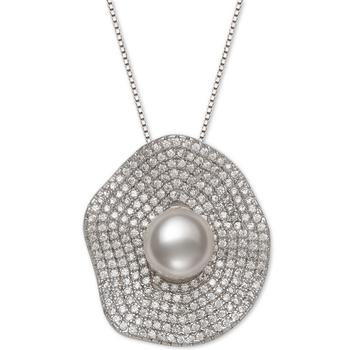 Belle de Mer | Cultured Freshwater Pearl (8mm) & Cubic Zirconia 18" Pendant Necklace in Sterling Silver商品图片,2.5折