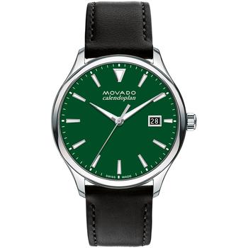 Movado | Men's Heritage Calendoplan Swiss Quartz Black Genuine Leather Strap Watch 40mm商品图片,