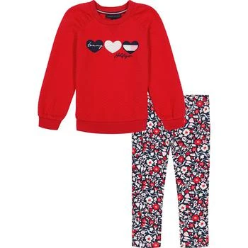 Tommy Hilfiger | Little Girls Raglan Tunic and Floral Leggings, 2 Piece Set 