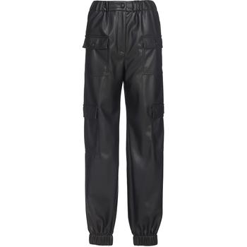 推荐Faux Leather Cargo Pants - Black商品