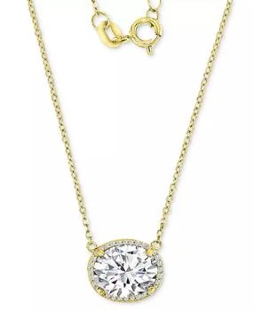 Macy's | Cubic Zirconia Halo Pendant Necklace in 14k Gold-Plated Sterling Silver, 16" + 2" extender,商家Macy's,价格¥227