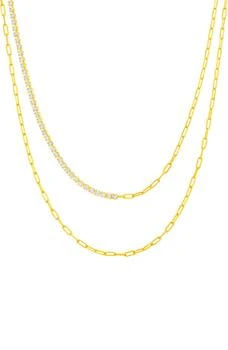 NES JEWELRY | Half Tennis & Paper Clip Chain Layered Necklace,商家Nordstrom Rack,价格¥48