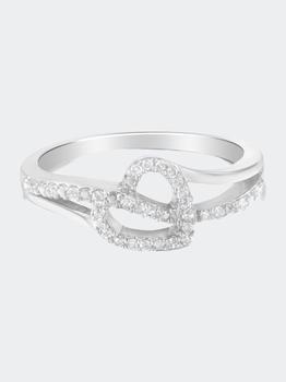 商品.925 Sterling Silver 1/8 Cttw Diamond Open Heart Leaf Curvy Bypass Accent Fashion or Promise Ring图片