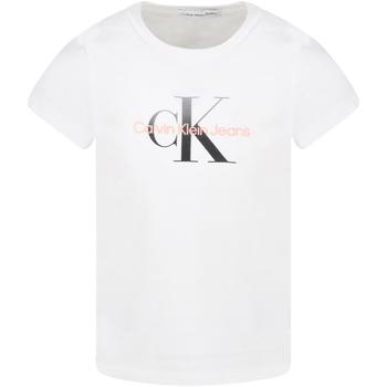 Calvin Klein | Calvin Klein White T-shirt For Girl With Logos商品图片,9.5折