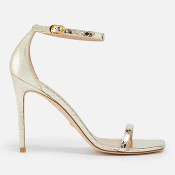 推荐Stuart Weitzman Nudistcurve Metallic Leather Heeled Sandals商品