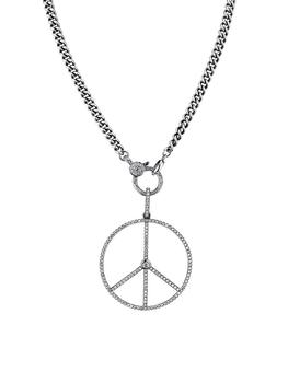 商品Sheryl Lowe | Peace Sign Sterling SIlver & 1.72 TCW Diamond Pendant Necklace,商家Saks Fifth Avenue,价格¥16612图片