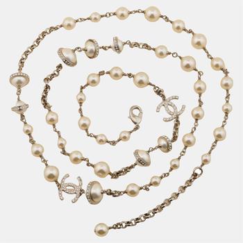 [二手商品] Chanel | Chanel CC Logo Faux Pearl Long Necklace商品图片,