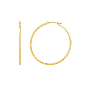 Macy's | Medium Flat-Edge Hoop Earrings in 10k Gold (Also in 10k Rose Gold and 10k White Gold), 1-1/2",商家Macy's,价格¥1310