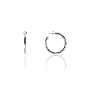 商品OMA THE LABEL | Liv  1 1/2" Medium Hoops in White Gold- Plated Brass, 40mm,商家Macy's,价格¥444图片