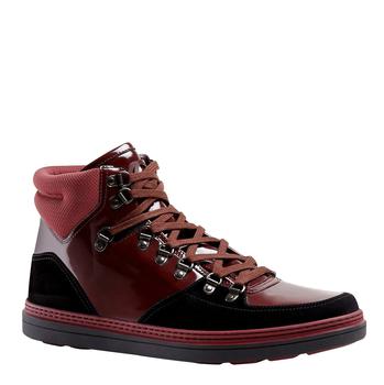Gucci | Gucci Contrast Combo Dark Red Patent Leather / Suede High top Sneaker 368496 1078商品图片,6.5折, 满$175享8.9折, 满折