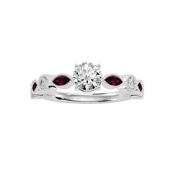 SSELECTS | 1 1/4 Carat Round And Marquise Vintage Diamond And Ruby Engagement Ring In 14 Karat White Gold (h-i, Si2-i1),商家Premium Outlets,价格¥15027