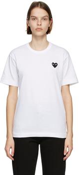 Comme des Garcons | White & Black Heart Patch T-Shirt商品图片,独家减免邮费