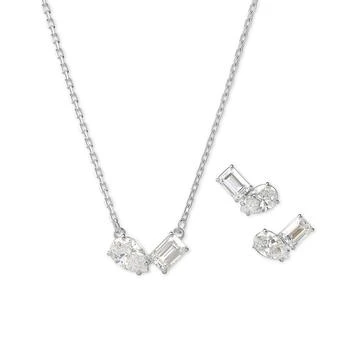 Swarovski | Rhodium-Plated Mixed Crystal Pendant Necklace & Stud Earrings Set 