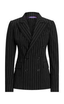 Ralph Lauren | Ralph Lauren - Camden Ropestriped Wool Suiting Blazer - Black/white - US 10 - Moda Operandi商品图片,独家减免邮费
