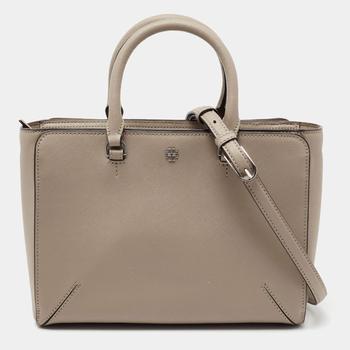 tory burch robinson, [二手商品] Tory Burch | Tory Burch Grey Saffiano Leather Robinson Top Zip Tote商品图片 7.2折