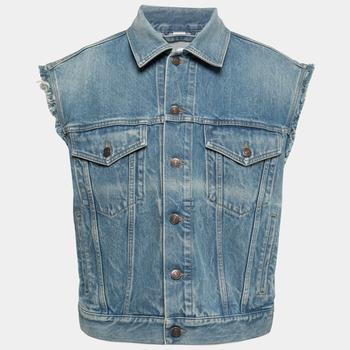[二手商品] Gucci | Gucci Blue Denim Embroidered Sleeveless Oversized Jacket S商品图片,8.3折