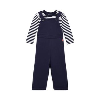 Ralph Lauren | Baby Boys Striped Jersey T-shirt and Fleece Overall Set, 2 Piece商品图片,