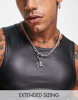 ASOS | ASOS DESIGN Halloween waterproof stainless steel chunky neck chain with scorpion pendant in silver tone商品图片,4.1折