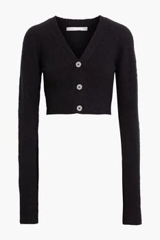 Helmut Lang | Cropped brushed cotton-blend cardigan,商家THE OUTNET US,价格¥246