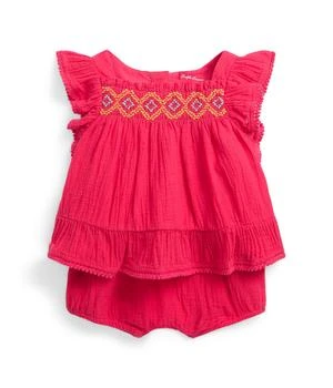 Ralph Lauren | Ruffled Cotton Gauze Top & Bloomer Set (Infant),商家Zappos,价格¥264