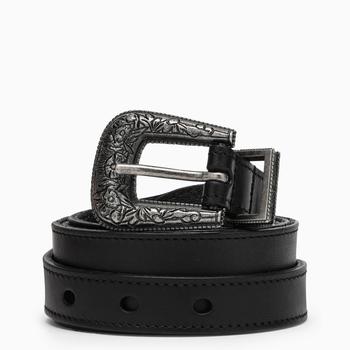 Yves Saint Laurent | Black engraved-buckle belt商品图片,
