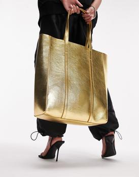topshop包, Topshop | Topshop betsy metallic tote bag in gold商品图片 