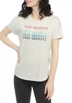 New Directions® | Studio Petite Short Sleeve Stay Grateful Graphic T-Shirt商品图片,2.2折