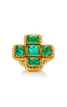 商品VALÉRE | VALÉRE - Women's The Rosa 24k Gold-Plated Quartz Ring - Green - US 7 - Moda Operandi - Gifts For Her,商家Moda Operandi,价格¥1074图片