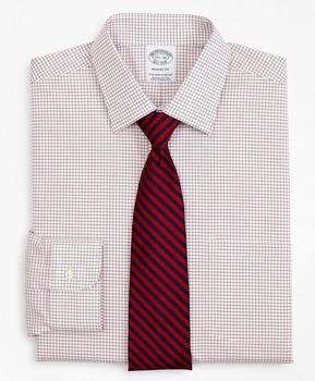 推荐Stretch Regent Regular-Fit Dress Shirt, Non-Iron Poplin Ainsley Collar Small Grid Check商品