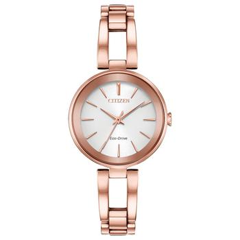 推荐Women's Eco-Drive Axiom Pink Gold-Tone Stainless Steel Bracelet Watch 28mm商品