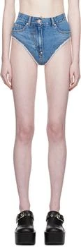 pushBUTTON | Blue Panty Denim Shorts,商家Ssense US,价格¥1259