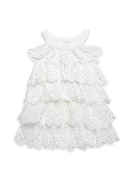 推荐Little Girl’s Eyelet Embroidered Tiered Dress商品