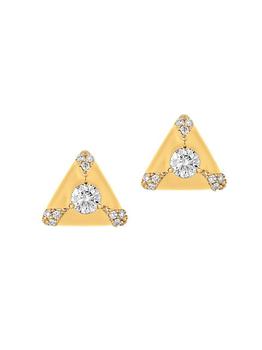 商品Queen 18K Yellow Gold & Diamond Triangular Stud Earrings图片