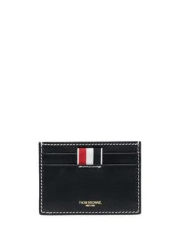 推荐Blue Card-Holder With Tricolor Detail And Embossed Logo In Smooth Leather商品