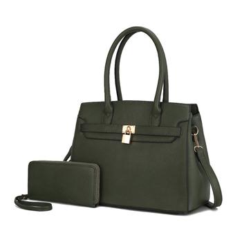 推荐Bruna Satchel Bag with a Matching Wallet -2 pieces set商品