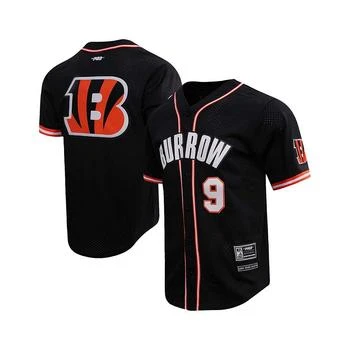 Pro Standard | Men's Joe Burrow Black Cincinnati Bengals Mesh Baseball Button-Up T-shirt,商家Macy's,价格¥824