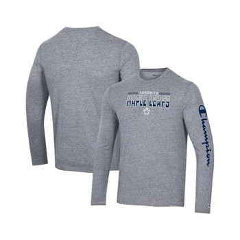 CHAMPION | Men's Heather Gray Toronto Maple Leafs Tri-Blend Long Sleeve T-shirt 