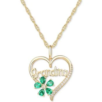 Macy's | Lab-Created Emerald (5/8 ct. t.w.) & Lab-Created White Sapphire (1/10 ct. t.w.) Grandma 18" Pendant Necklace in 10k Gold,商家Macy's,价格¥1562