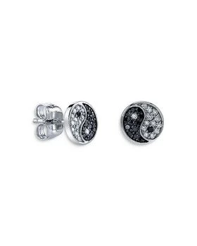 Sydney Evan | 14K White Gold Black & White Diamond Yin Yang Stud Earrings,商家Bloomingdale's,价格¥3795