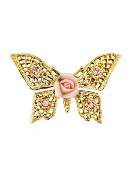 商品1928 Jewelry | Pink Crystal and Porcelain Brooch,商家Lord & Taylor,价格¥220图片