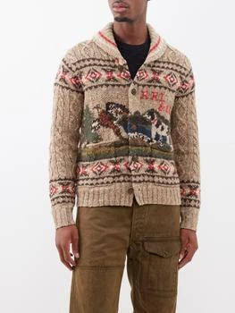 RRL | Shawl-collar intarsia-knit linen-blend cardigan,商家MATCHES,价格¥6138