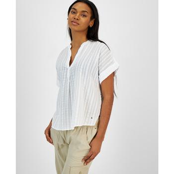Tommy Hilfiger | Women's Cotton Seersucker Damask-Stripe Popover Shirt商品图片,