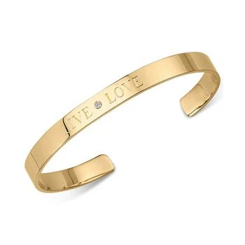Sarah Chloe | Diamond Accent "Live Love" Cuff Bangle Bracelet in 14kt Gold Over Silver (also available in Sterling Silver),商家Macy's,价格¥1406