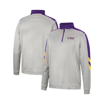 推荐Men's Gray and Purple LSU Tigers Bushwood Fleece Quarter-Zip Jacket商品