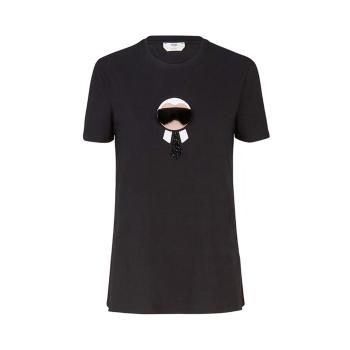 女装迪桑特羽绒服, Fendi | Fendi 芬迪 女士黑色纯棉老佛爷毛毛宽松短袖T恤 FS7036-89J-F0MGE商品图片 满$100享9.5折, 满折