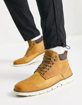 推荐Jack and Jones leather lace up ankle boots in honey商品