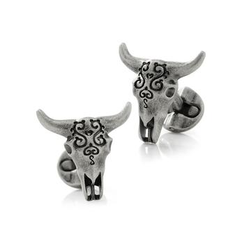 商品Ox and Bull Trading Co. | Men's Antique-like Stainless Steel Carved Cow's Skull Cufflinks,商家Macy's,价格¥1153图片
